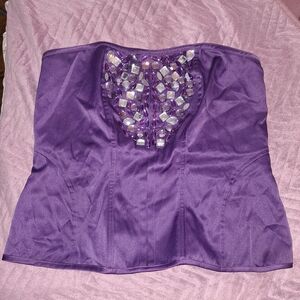 Ashley Stewart Purple Gem-Studded Crop Top